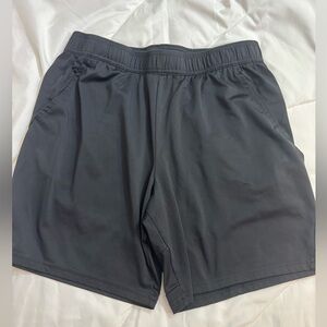 Men's Gray Athletic Shorts (no size tag) look at measurements